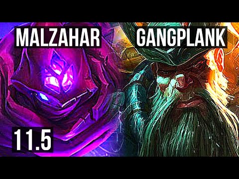 MALZAHAR vs GANGPLANK (TOP) | 2.5M mastery, 6/1/8, 900+ games | KR Diamond | v11.5