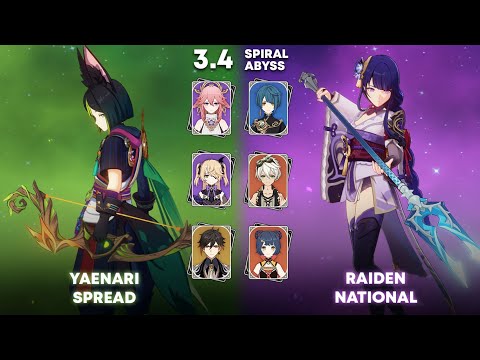 C0 Tighnari Yae Spread and C0 Raiden National | Genshin Impact Spiral Abyss 3.4 Floor 12 Clear