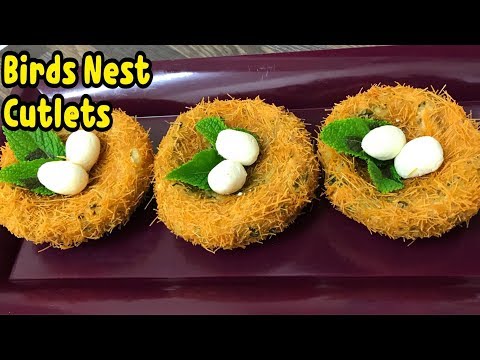 Chicken Ka Birds Nest Cutlets / Birds Nest Snacks By Yasmin’s Cooking Ramadan Recipe Video