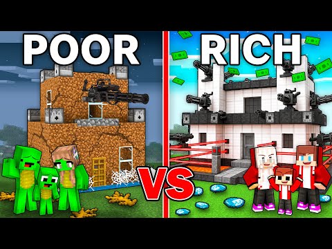 Mikey POOR vs JJ RICH Family Security House Survival Battle in Minecraft (Maizen Mazien Mizen)