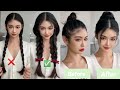 Before & After Double Braid+Top Bun Hairstyle Tutorials*Europe+Korean Style for Girls