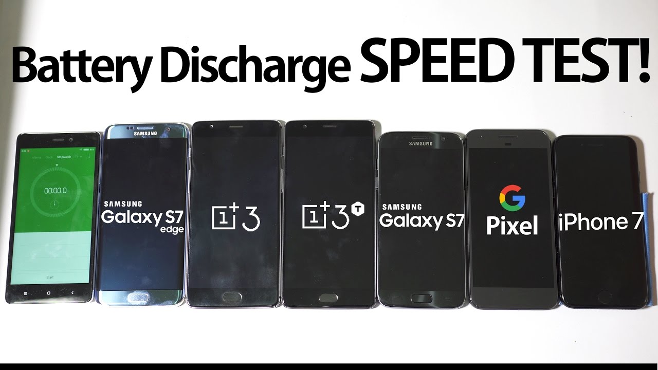 OnePlus 3T & 3 vs Google Pixel vs iPhone 7 vs Galaxy S7 & S7 Edge- Battery Discharge Speed Test!