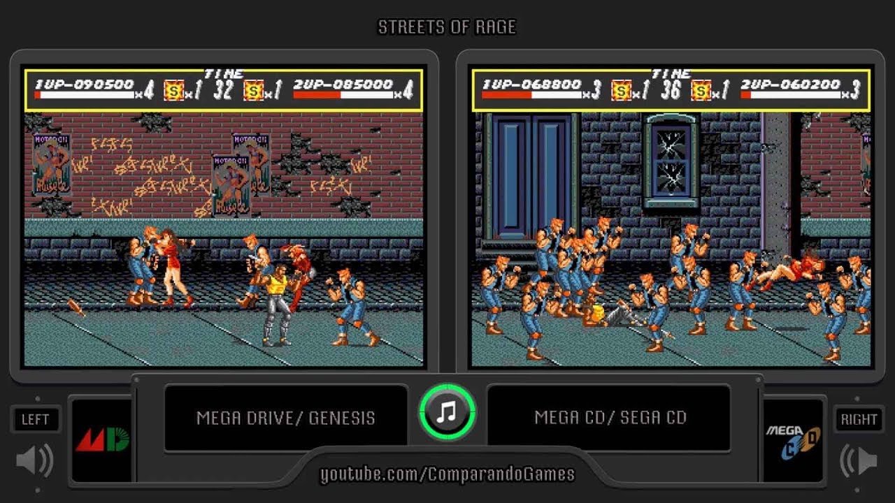 Streets of Rage (Sega Genesis vs Sega Cd) Side by Side Comparison