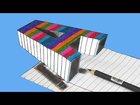 Very Easy!! How To Drawing 3D Floating Letter "A" #2 - Anamorphic Illusion - 3D Trick Art on paper