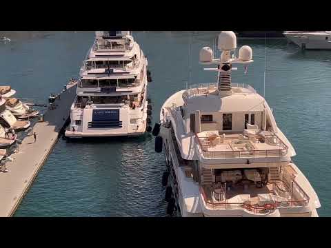 LADY JORGIA 74m•CRN•Entering Harbor• Mooring berth at Quai JFK Monaco. @emman25MC