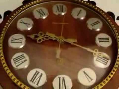 Jantar ussr wall clock wood brass glass roman numerals