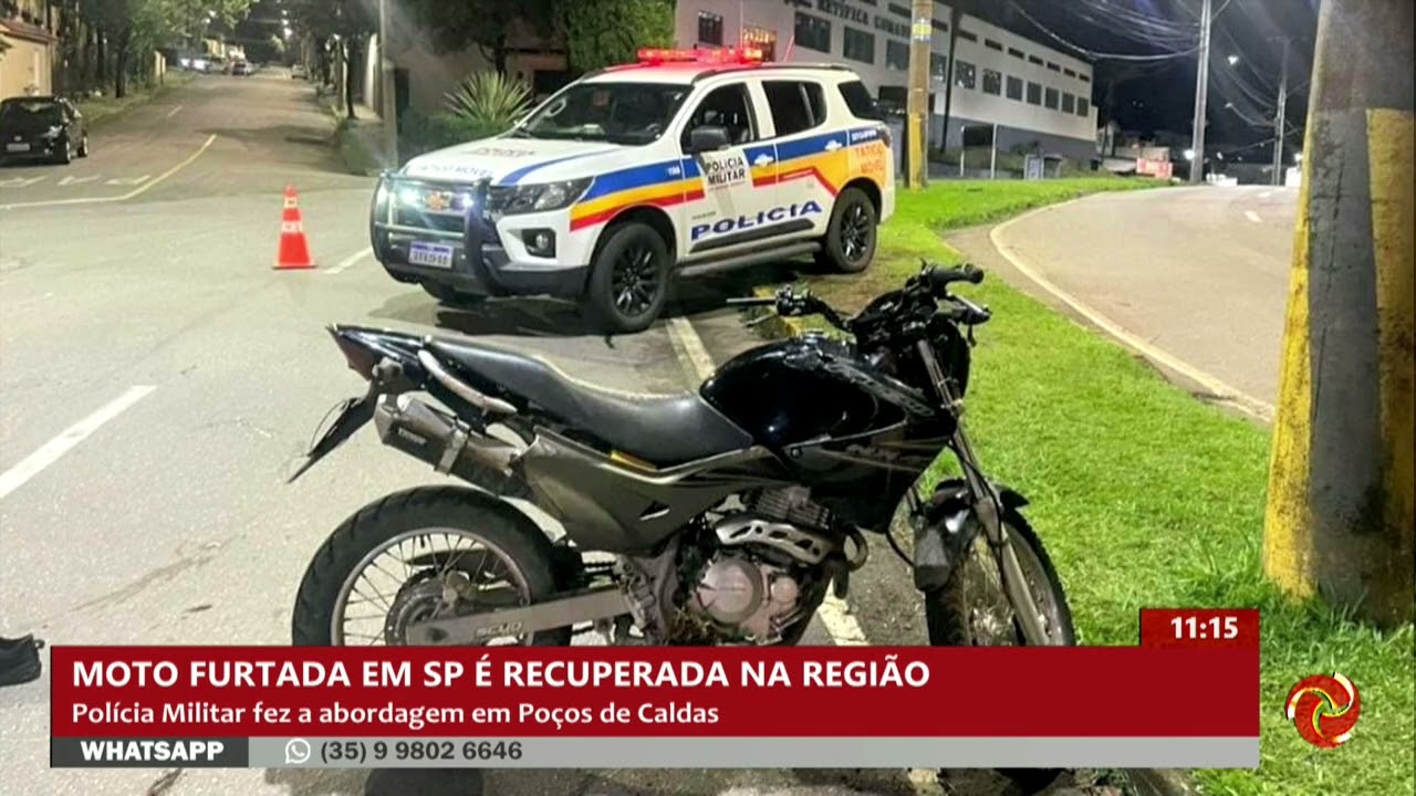 Moto furtada em São Paulo é recperada em Poços de Caldas