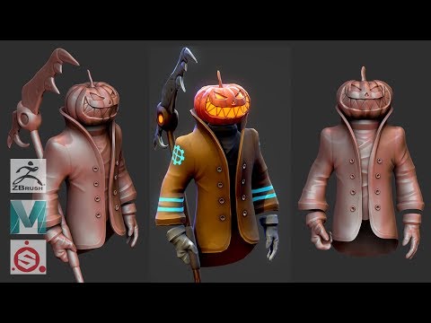 Zbrush 2019, Maya 2019, Substance Painter - Stylized Pumpkin Character