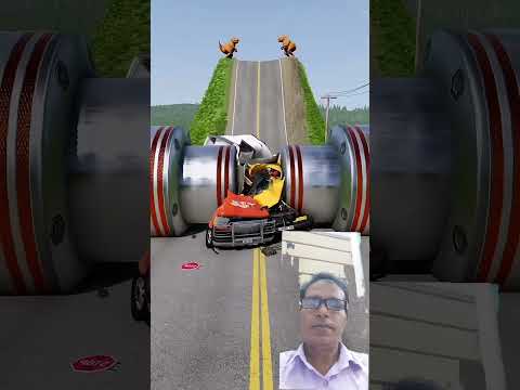 Reverse cars vs chain bollards crash #beamngdrive #shortvideo  #shorts