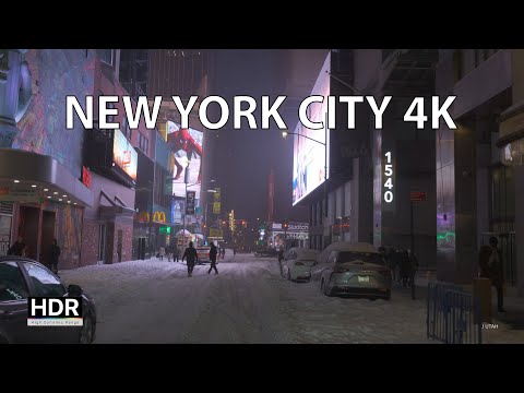 New York City 4K - Quiet Snowy Deep Fog Sunset Drive - USA