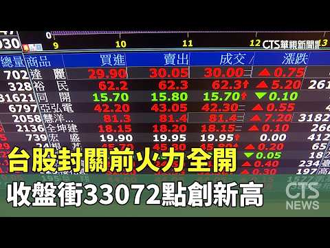 台股封關前火力全開　收盤衝33072點創新高