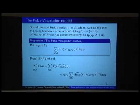 Philippe Michel - Some applications of trace functions to analytic number theory