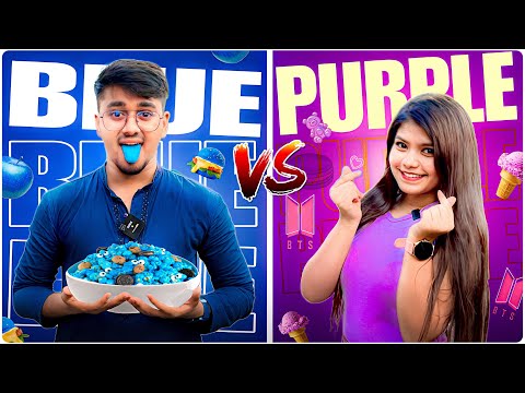 Purple💜vs💙Blue colour Food Challenge 😵‍💫 in 1 hour || Deep🆚Gungun
