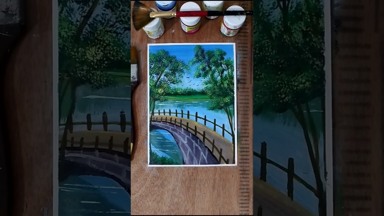 how to paint a beautiful nature, acrylic painting, #shorts #viral #art