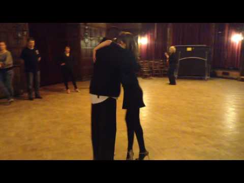 Back ocho into ocho cortado, milonguero style; Paris Allen and Helen Campbell