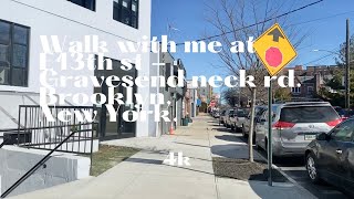 Walk with me E 13th st and Gravesend neck road, Brooklyn, New York, 4k.