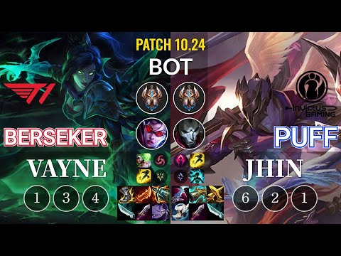 T1 Berseker Vayne vs IG Puff Jhin Bot - KR Patch 10.24