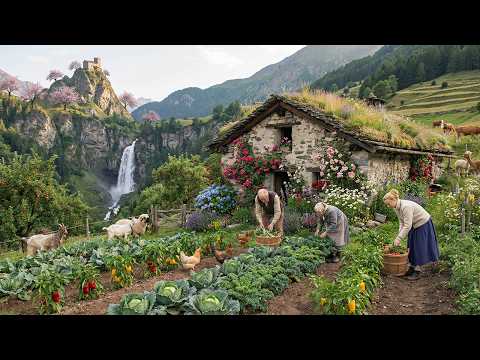 A peaceful countryside - Harvesting fruits and vegetables , feeding animals, and simple farm life