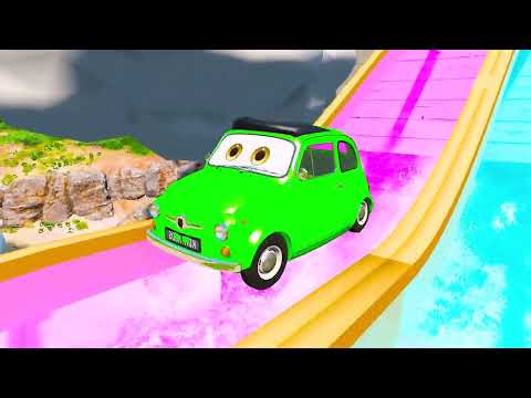 Funny Cars vs Slide Color and Portal Trap - BeamNG Drive