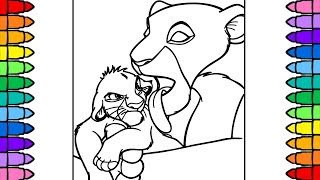 The Lion King Coloring Pages | Coloring Sarabi Loves Simba