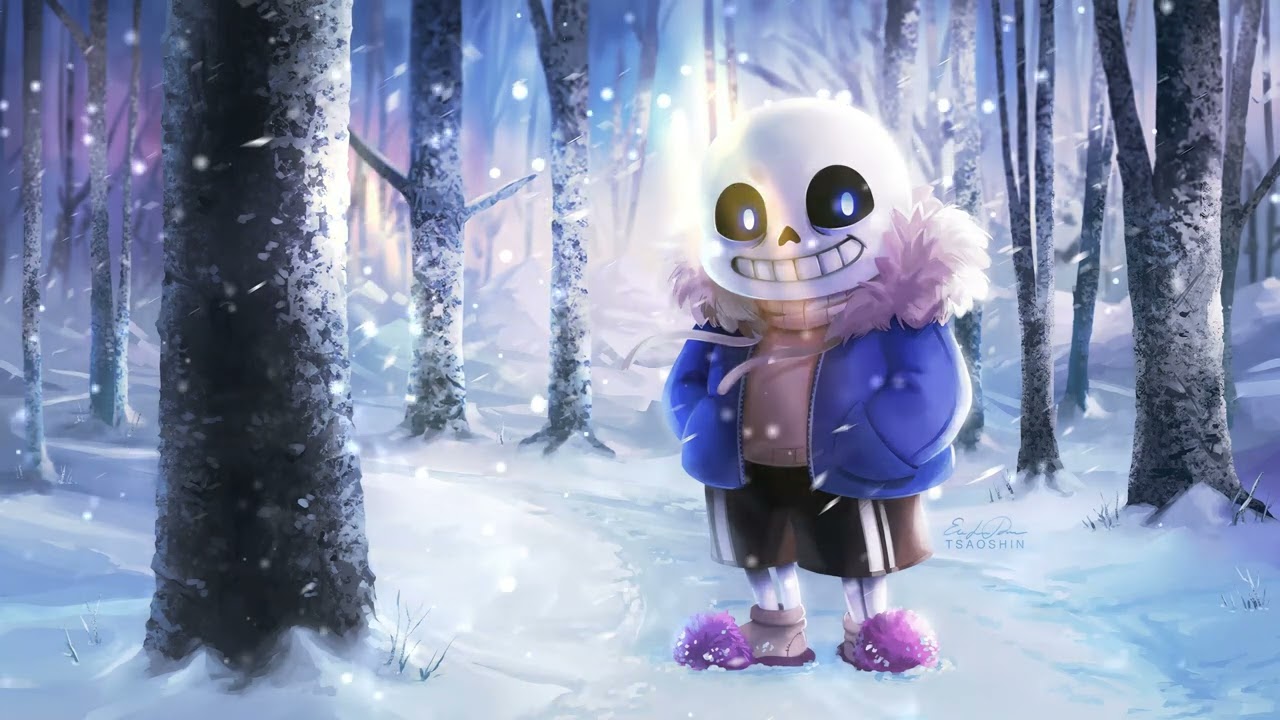 Wallpaper Sans In The Snow Forest Undertale 4K