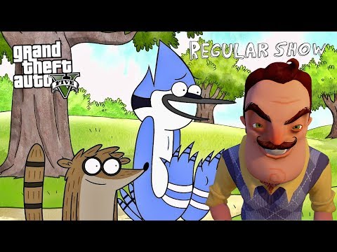 GTA 5 WİLSON'IN EVİNDEN REGULAR SHOW MORDECAİ'Yİ KURTARIYORUZ (HELLO NEİGHBOR MOD)