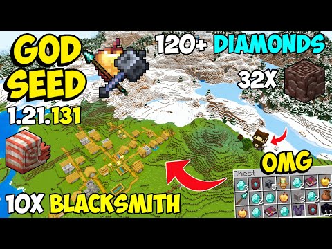 🔥Ultimate [God Seed] For Minecraft 1.21 Bedrock & PE | Five Blacksmith Village Seed Bedrock 1.21.131