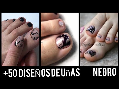 +50 DISEÑOS DE UÑAS PARA PIES 2021 CON NEGRO/UÑAS NEGRAS PARA PIES/NAILS BLACK 2021
