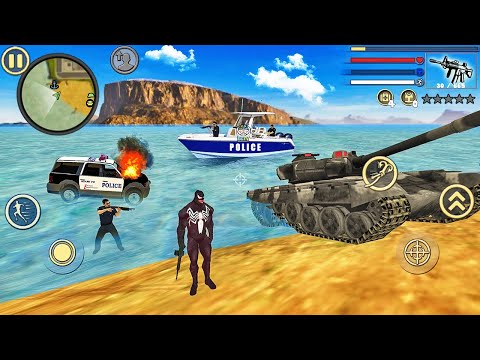 Venom Spider Rope Hero Vice Town - Fun at NY City Military Tank - Android Gameplay