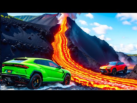 Cars vs Lava River from Volcano x Broken Bridge ▶️ BeamNG Drive