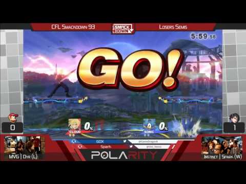 CFL Smackdown 93 WiiU - MVG Dyr (Diddy Kong, Sheik) vs Spark (Sonic) - Grand Finals