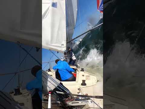 Broaching on a j24 in 30 knots gusting to 40 knots #sailing #viral #sail #boat