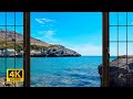 4K Sunny Greece Beach Window View Relaxing Calming Ambience