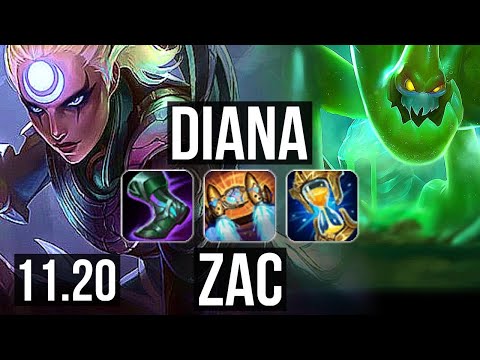 DIANA vs ZAC (JUNGLE) | 3.4M mastery, 1000+ games, 8/4/15 | EUW Master | v11.20