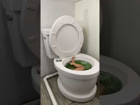 Falling into the Worlds Largest Toilet Green Swimming Pool #shorts