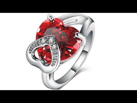 Video — Prsteň Red Heart - Strieborná / 59mm