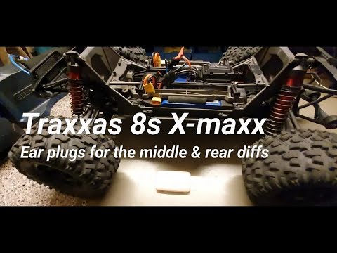 How 2 Traxxas Xmaxx 8s silicone ear plugs fitting into the  center diff & rear diff.