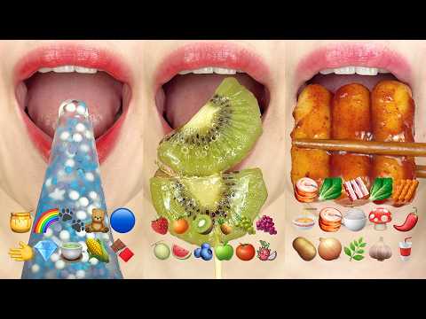 asmr 2HOUR EMOJI FOOD CHALLENGE DESSERT MUKBANG SATISFYING & RELAXING 2시간 이모지 먹방 모음집 eating sounds