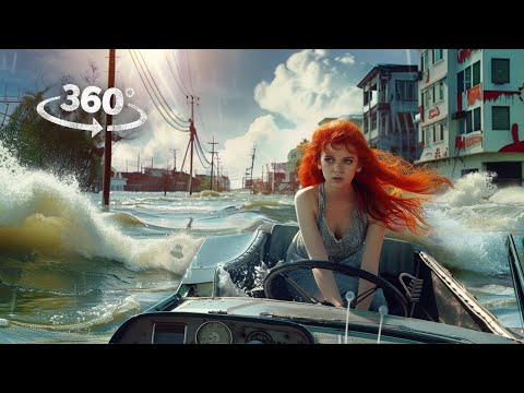 360° Survive Thunderstorm, Tornadoes, Car Accident and Shark Attack VR Rollercoaster 360 Video 4K