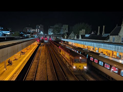 [4K] Freightliner 66508 (4E56) + DB Cargo UK 66151 (6L55) Pass through Lincoln Central