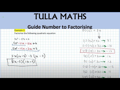 Guide number method to factorising quadratic equations