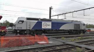 preview picture of video 'Europorte Vossloh Euro 4008, arriving, shifts, departs, station Aat /Ath, Belgium, 11oct2013'