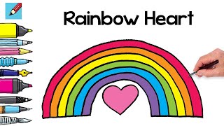 How to Draw a Rainbow Valentine Heart Real Easy