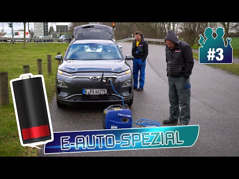 E-AUTO SPEZIAL #3: LADEN 🔌! | 0️⃣ % Reichweite - Kona bleibt liegen! 😱 |  Hilft Notstromgenerator? 💥