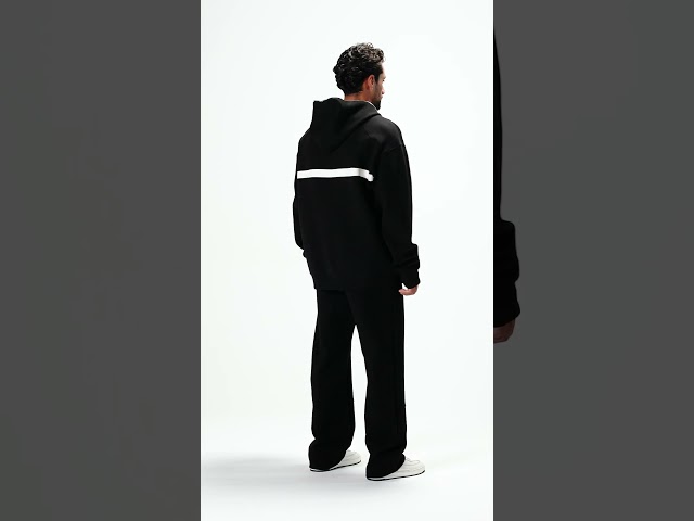 هودي بجيب أمامي أوفرسايز للجنسين - أسود