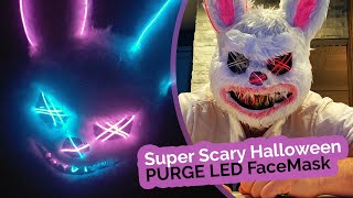 LED Killer Rabbit Mask with Bloody Knife - Scary Halloween Costume Mask - Purge LED Mask Costume