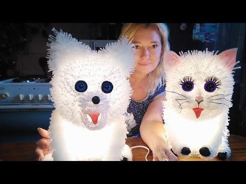 Светильник Собачка и Кошечка из подложки.