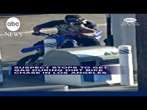 Suspect stops to get gas during dirt bike chase in Los ANgeles