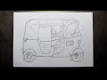 Pencil Drawing How To Draw Cute Auto Rickshaw Tuk Tuk Taxi Easy Easy Drawing Vehicel