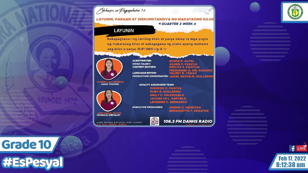 EsP 10 Q2S2W4 - Layunin, Paraan at Sirkumstansiya ng Makataong KIlos